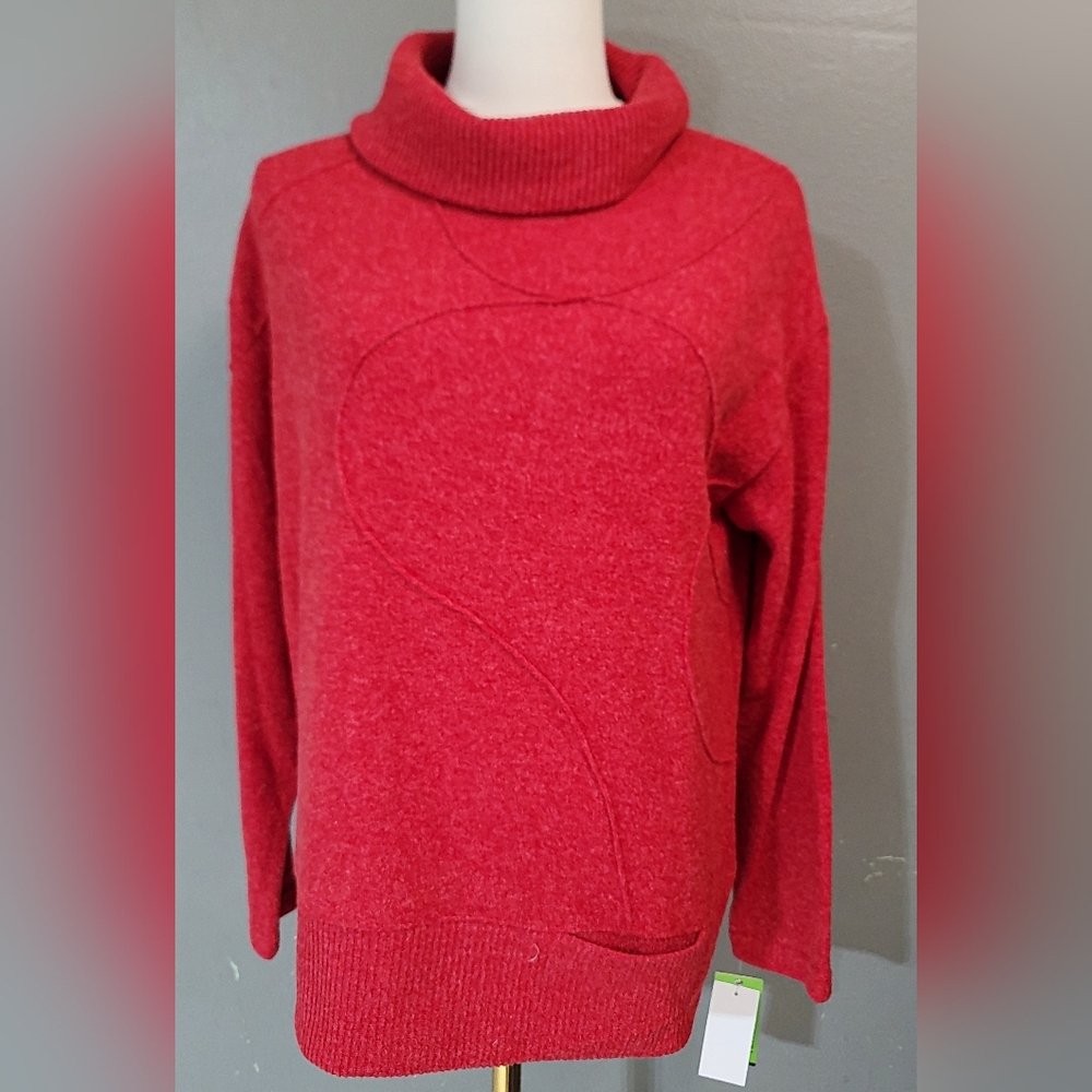 Trisha Tyler Elegant Red Cowl Neck Sweater